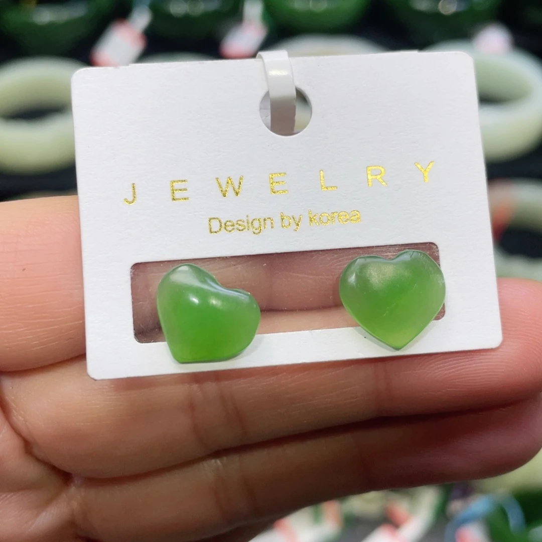 银S925镶嵌和田玉耳饰