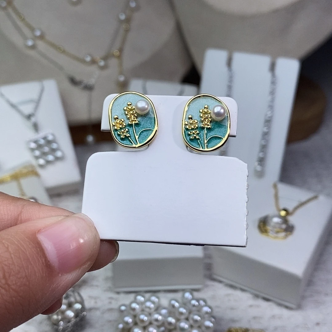 淡水珍珠耳饰银S925镶嵌