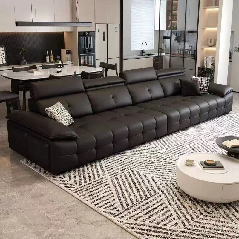 意式轻奢极简高靠劳伦斯可折叠真皮沙发