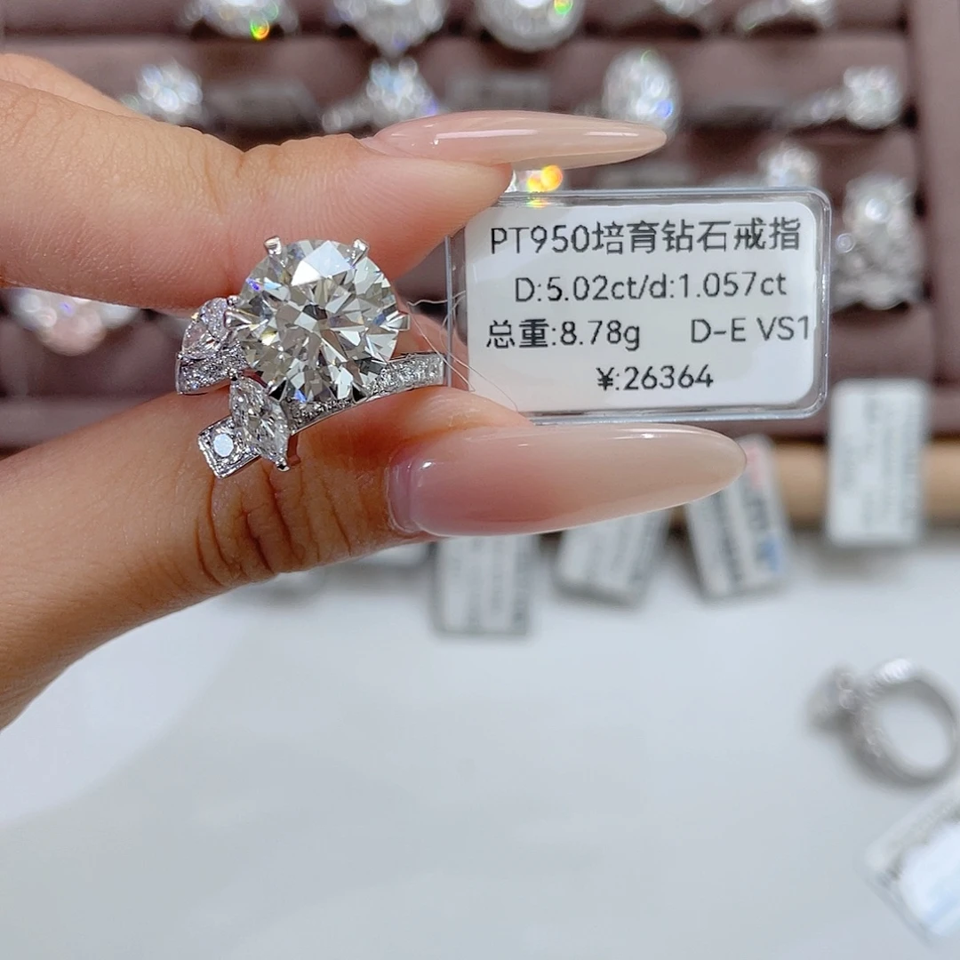 实验室培育钻石铂Pt950镶嵌