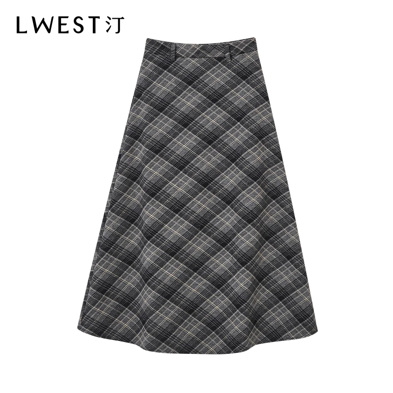 【诗语专属】朗文斯汀格纹中长款半身裙DZMQ4511C12029