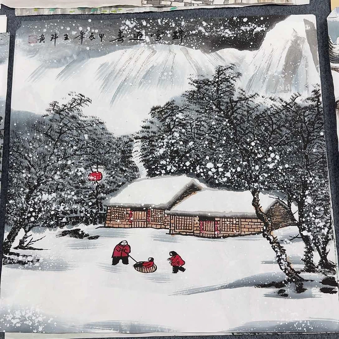 国画尺寸70X70手绘作品