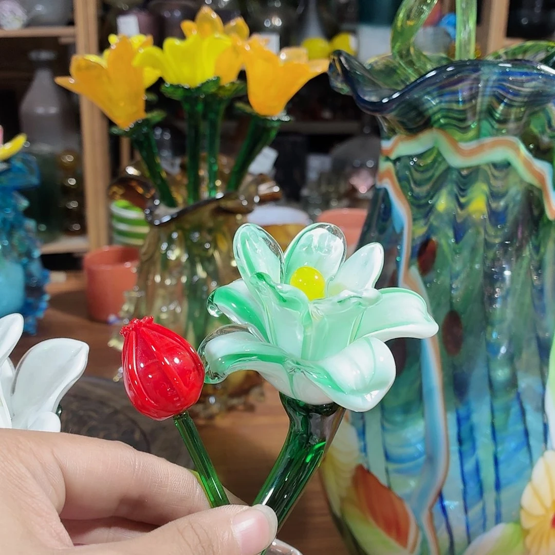 绍***程琉璃琉璃花2支纯手工
