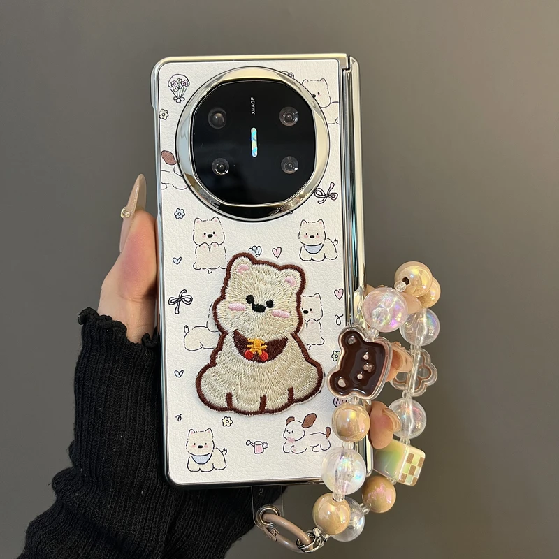 适用华为matex6折叠屏手机壳双边中轴全包matex5折叠屏皮纹保护套