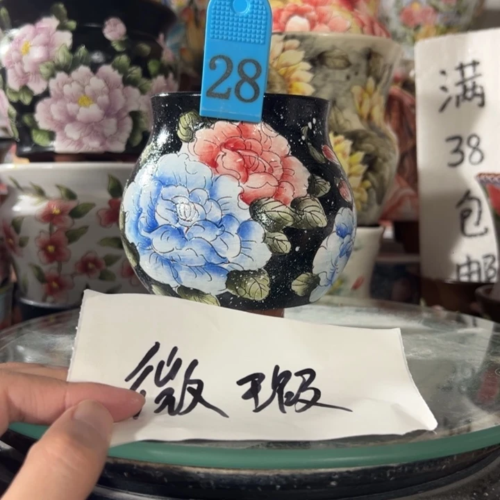 景德镇手绘花盆满38包邮偏远地区除外