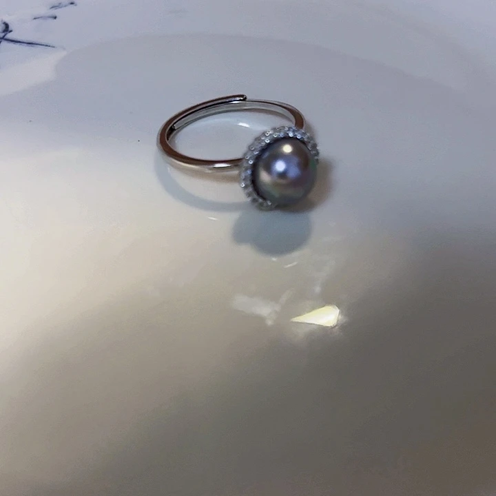 银S925镶嵌戒指海水珍珠