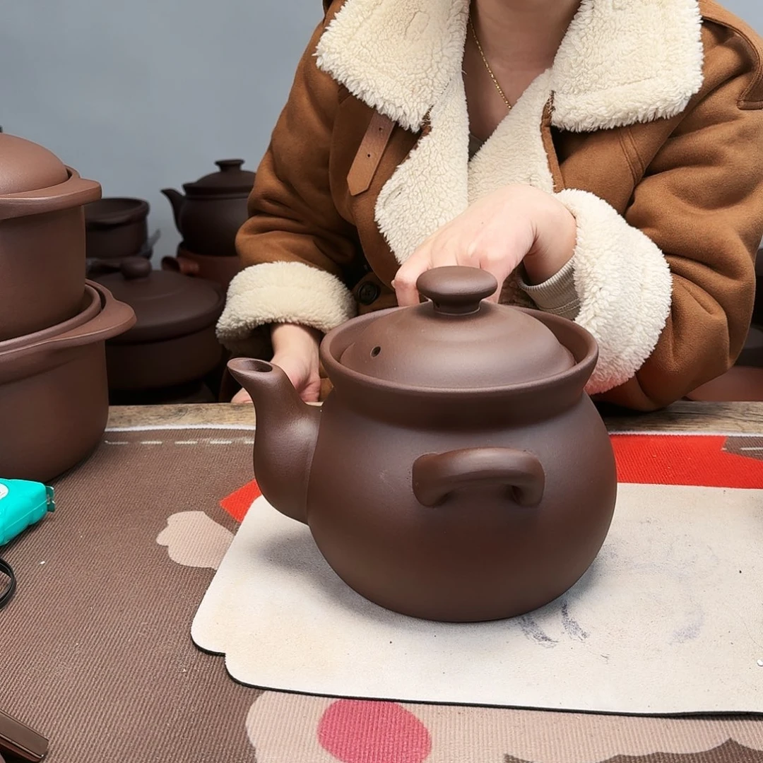 紫砂烧水壶双耳紫色2.3升正品