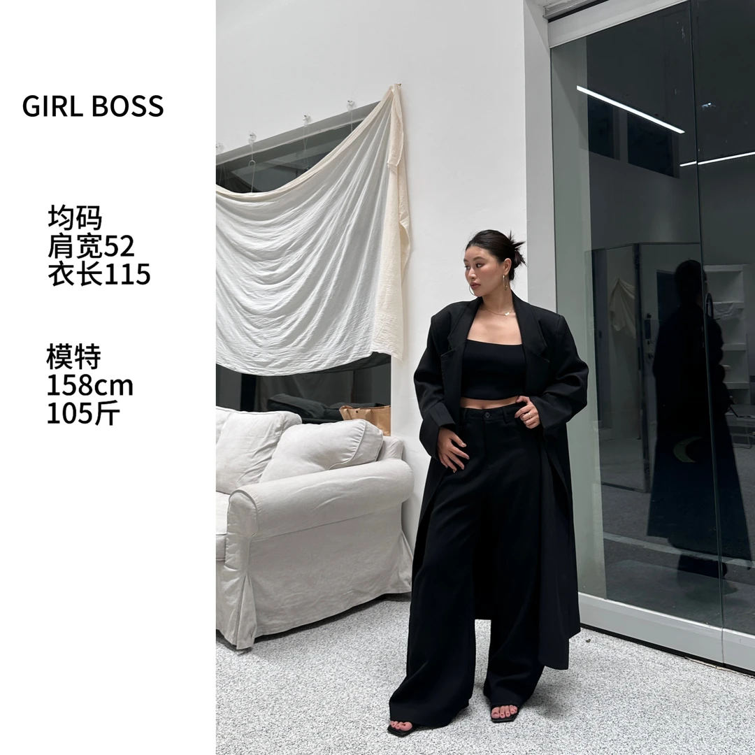 猜猜定制  （经典回归）宽肩阔版长款西服大衣外套