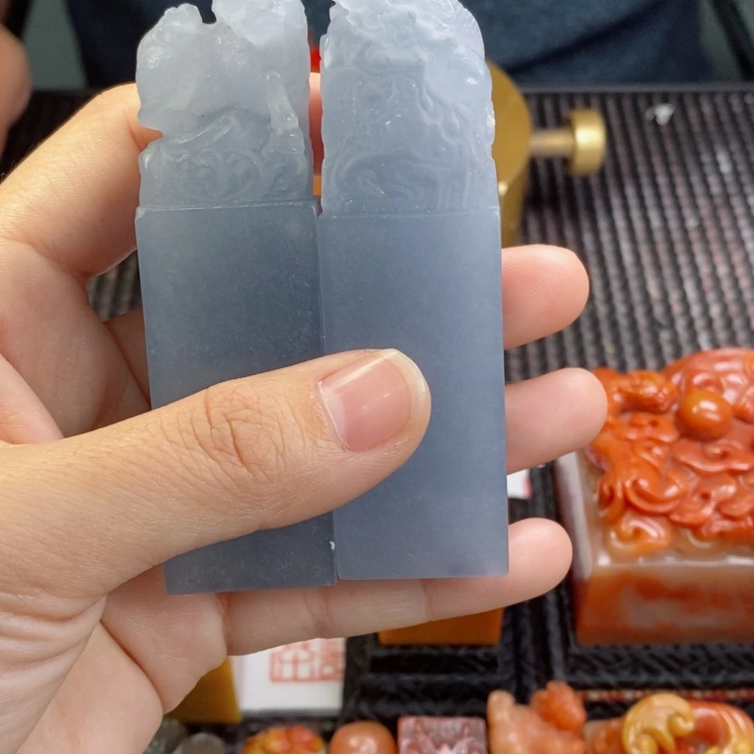 蓝***月印石寿山石包刻包邮