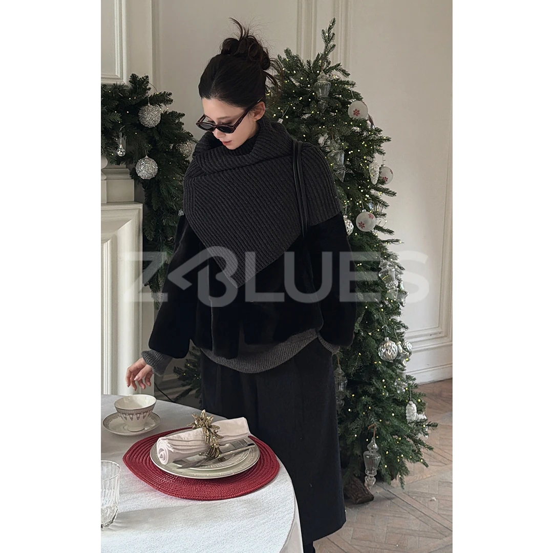 Z.blues【宝嘉美增黑】顶北美天然黑色短毛水貂外套YZPIII6630