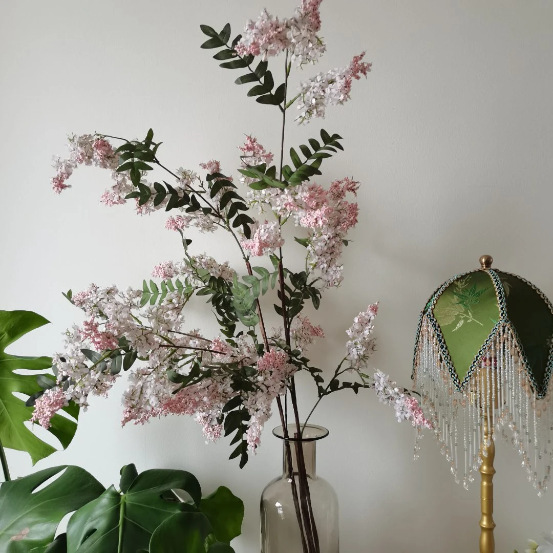 仿真槐花蕊高端婚礼布景商业造景假花紫粉槐花北欧墙壁软装饰
