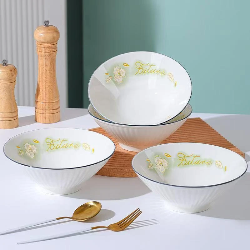 新款8英寸斗笠大碗家用泡面碗沙拉碗陶瓷釉下彩汤碗饭碗釉下彩碗