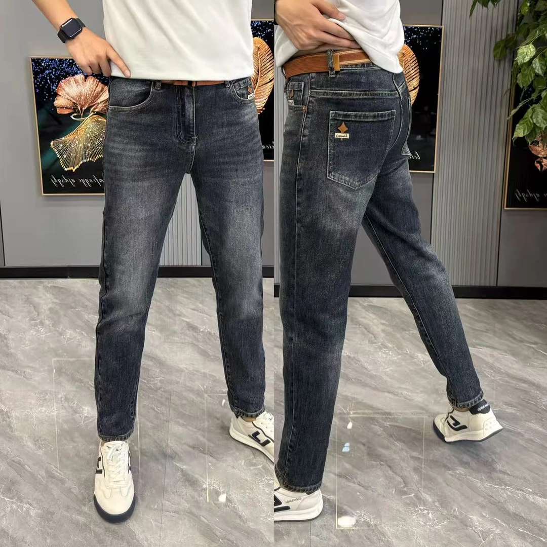 牛仔裤男款秋季新款高端男裤水洗复古小脚裤弹力修身长裤休闲百搭