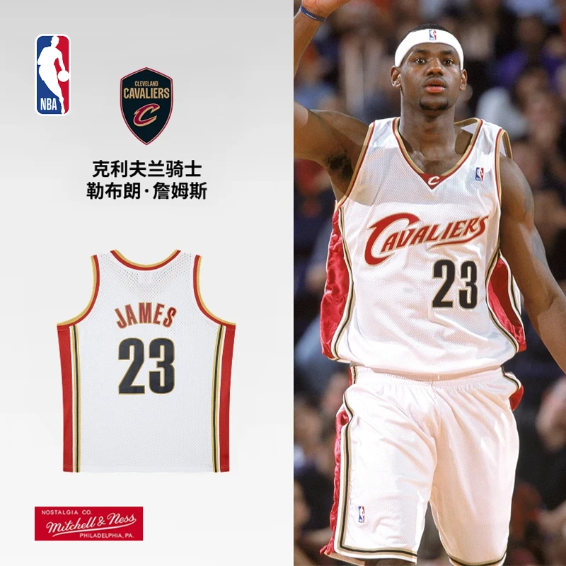 Mitchell&Ness-NBA官方骑士队詹姆斯球衣2003-04赛白色主场纪念款