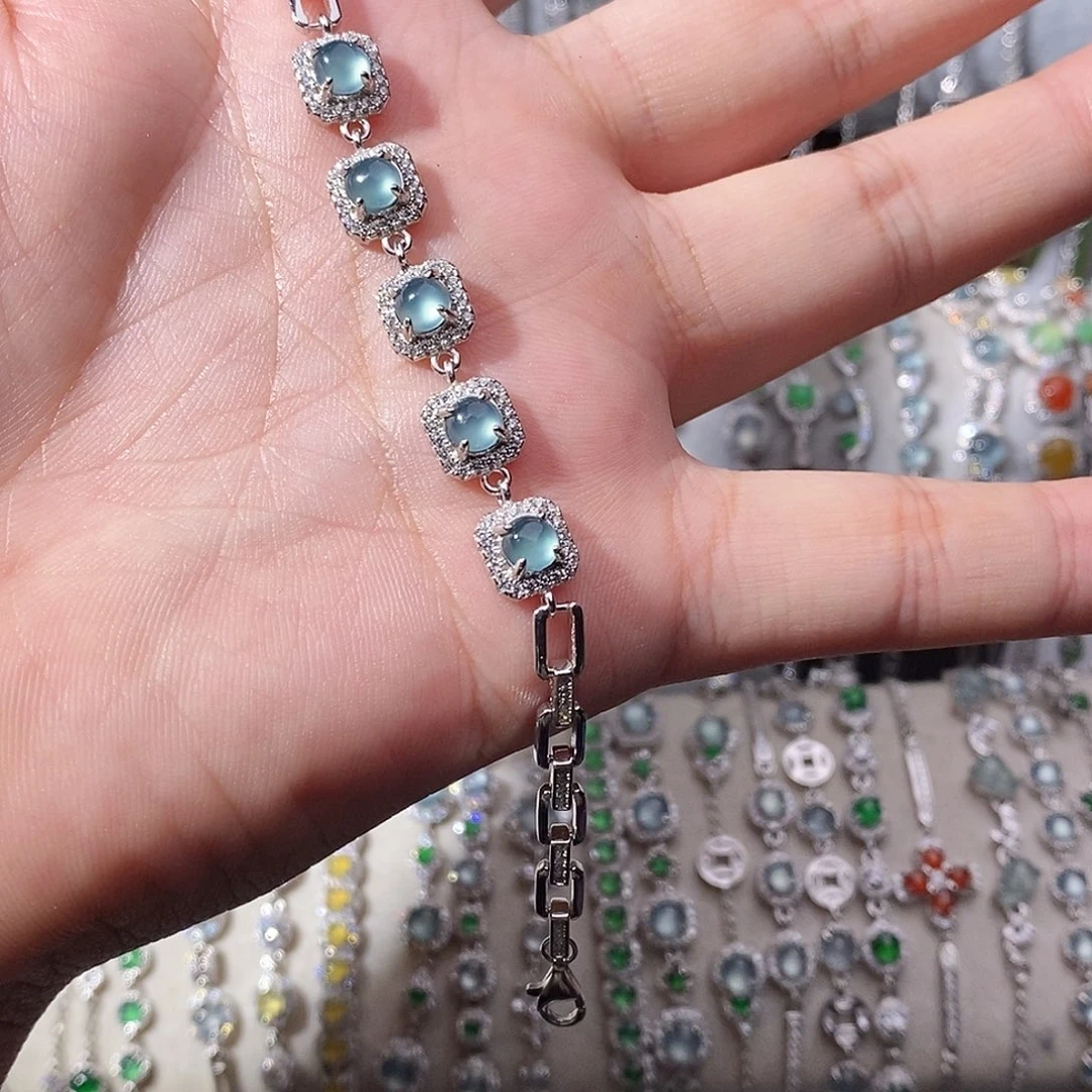 翡翠银S925镶嵌手链