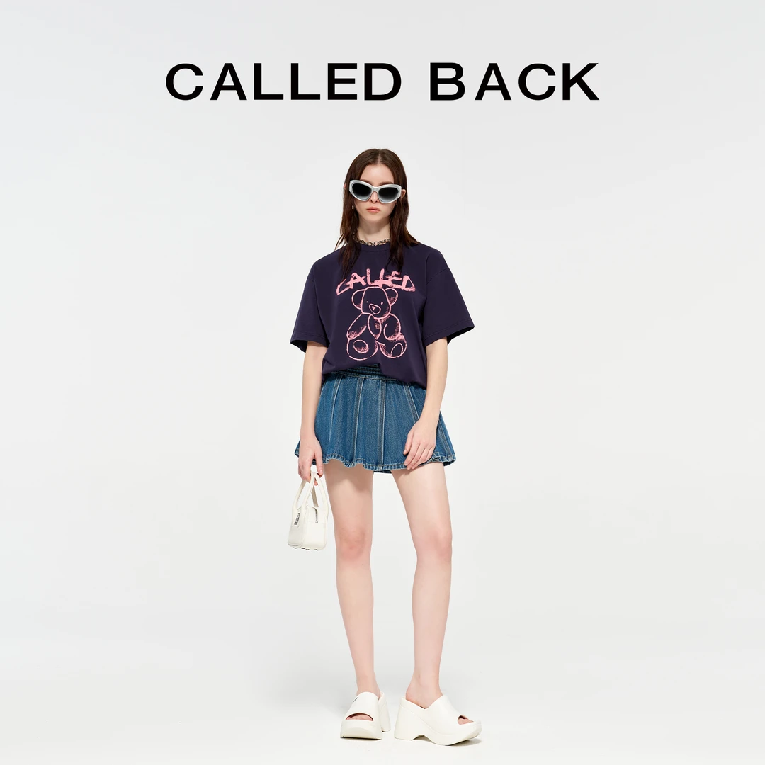 CALLED BACK春季新款牛仔百褶短裙洗水休闲短款时尚高腰240622