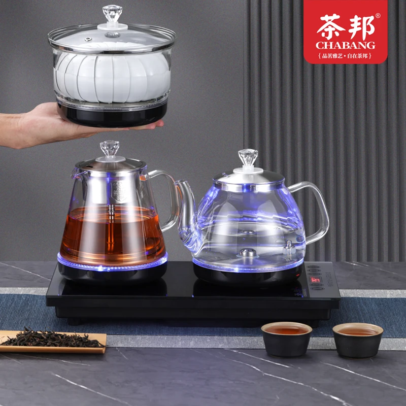 烧水壶泡茶专用茶桌嵌入式全自动上水电热水壶茶台一体玻璃煮茶器