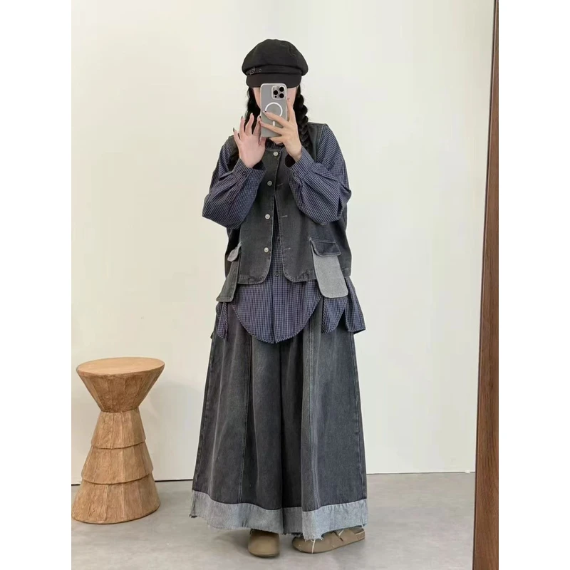 上新时尚秋季牛仔女韩版常规马夹马夹复古秋季马甲外套装