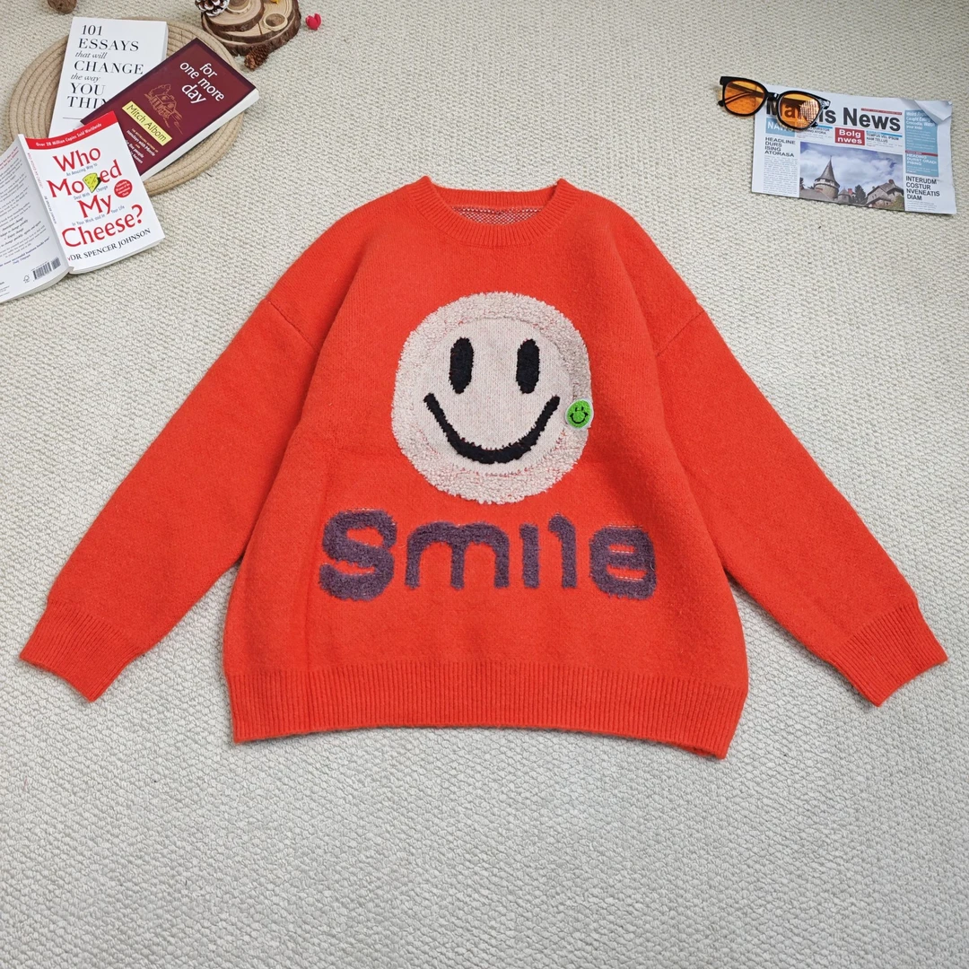 2025早春新款时尚百搭卡通笑脸毛衣针织长袖9004
