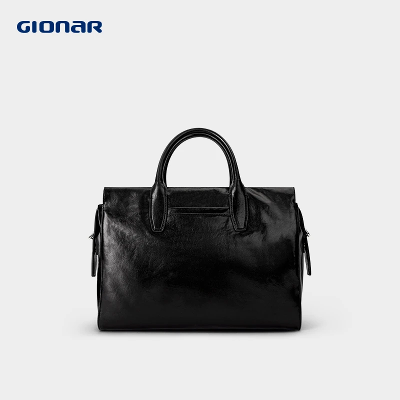 GIONAR高档真皮手提包大容量出差电脑包男士斜挎单肩包商务公文包