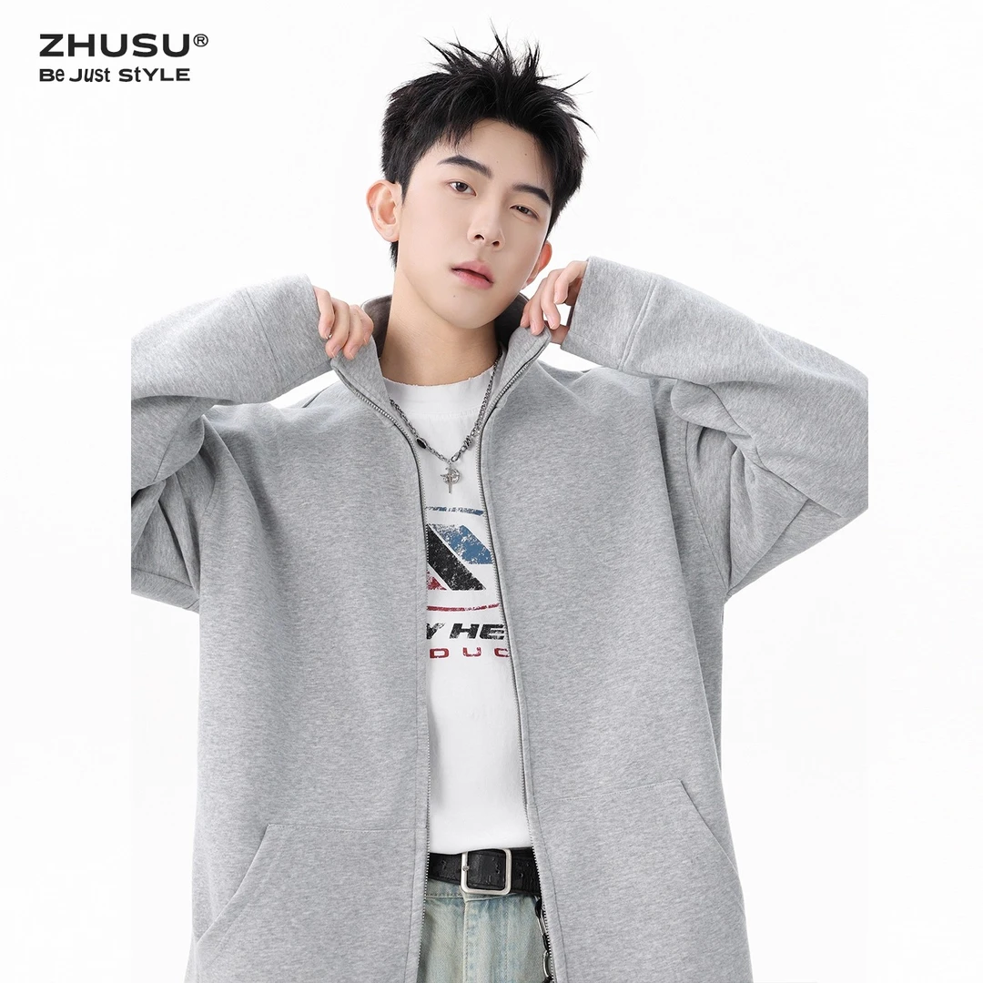 美式重磅拉链卫衣男款开衫春秋2025新款运动上衣宽松情侣休闲长袖