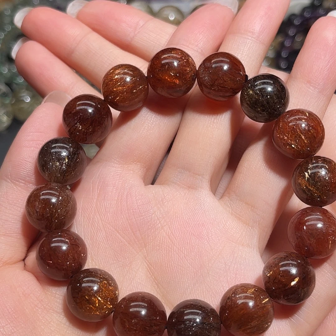 旺***头发晶手串未镶嵌黑金超