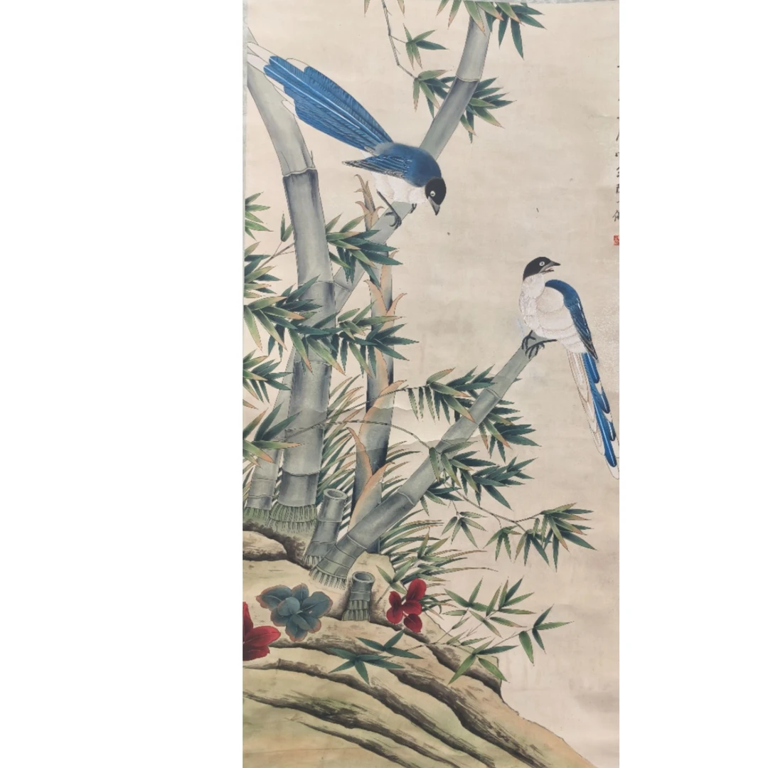 陈zf款 花鸟立轴图68*132约8平尺