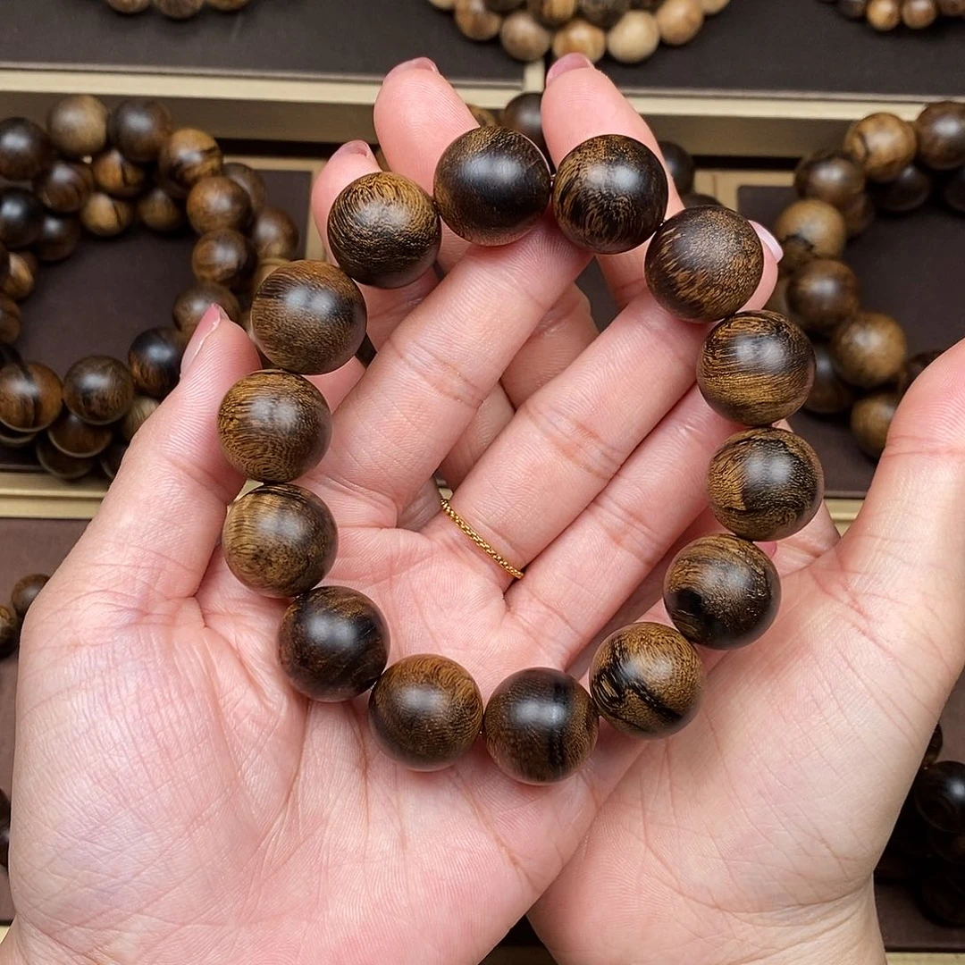 沉香手串越南芽庄白棋楠虎皮缨子瘤疤沉水