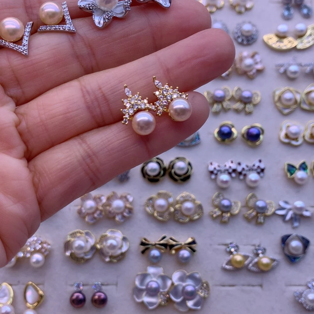 淡水珍珠耳饰合金