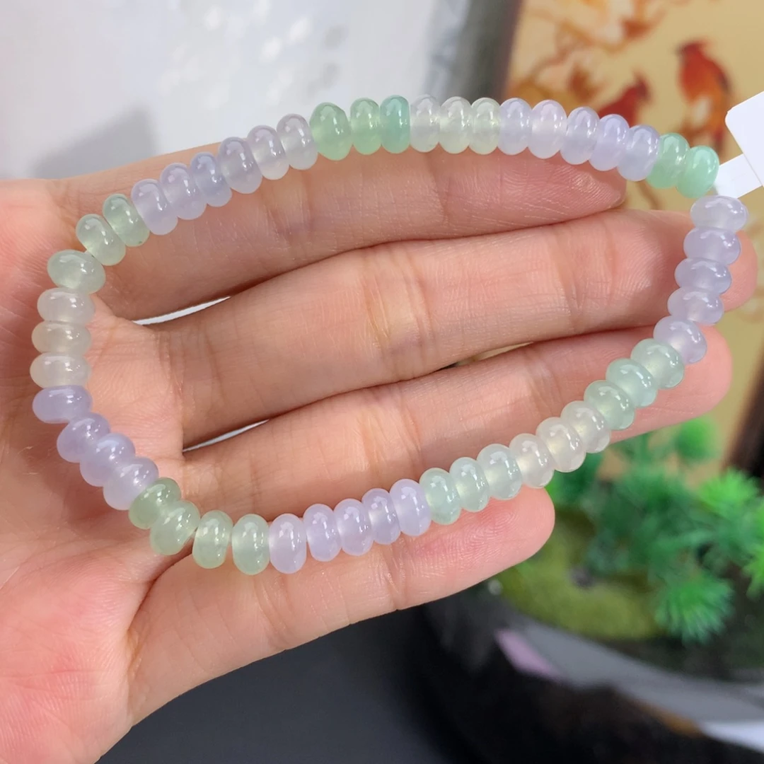 翡翠未镶嵌手串卡6冰胶算盘马卡龙手串
