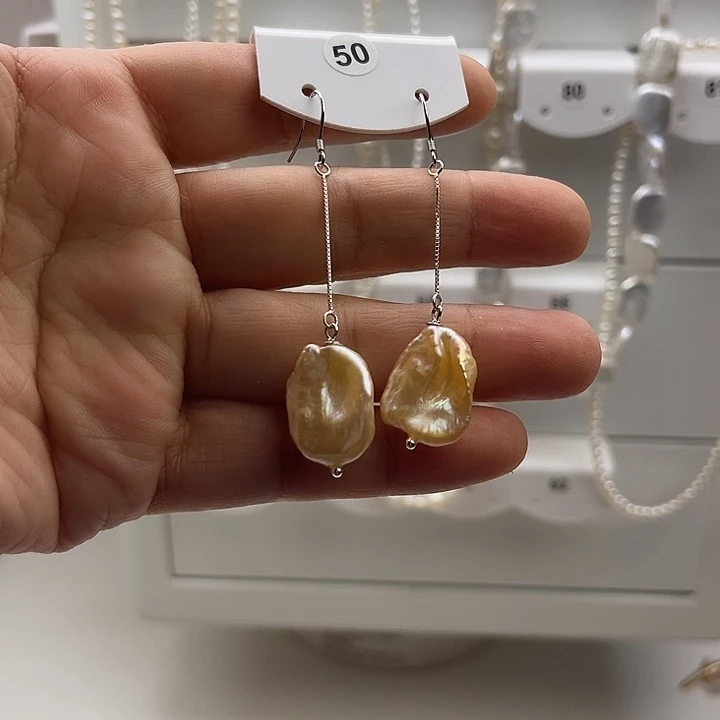 耳饰淡水珍珠银S925镶嵌