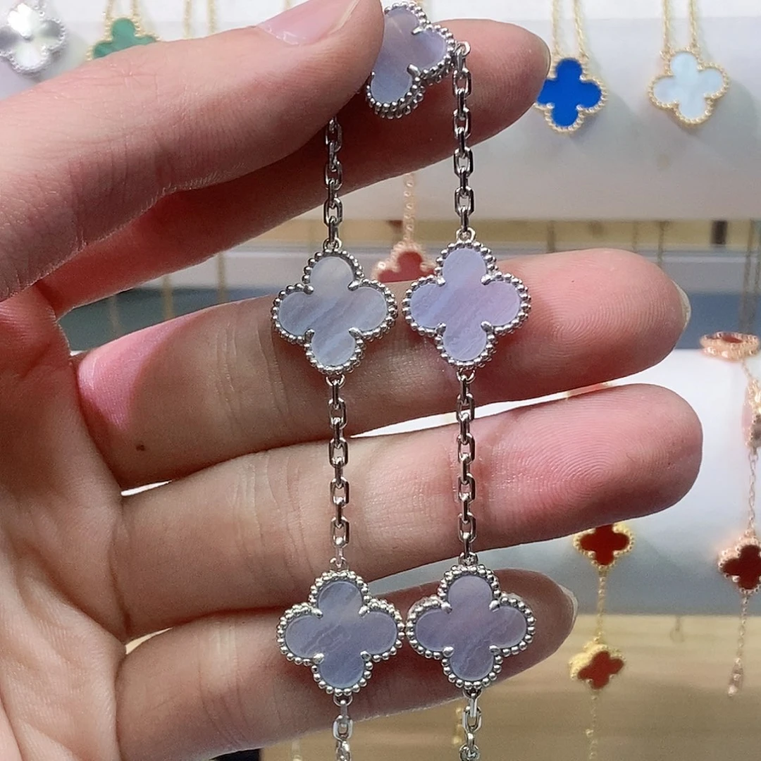 玛瑙/玉髓手链18K金镶嵌K白