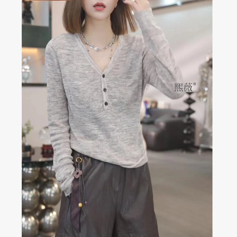 熙薇【学院格调】2025早秋新款时尚轻奢百搭气质长袖上衣H3857