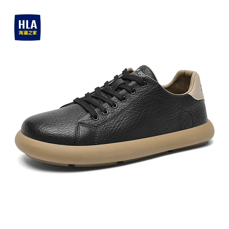 海澜之家25新款男鞋复古商务鞋舒适轻质运动休闲皮鞋厚底板鞋