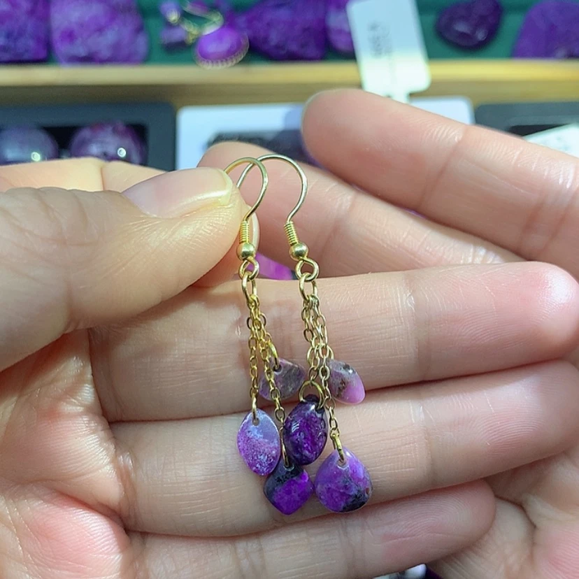 【闪购商品】苏纪石（舒俱来）银S925镀金镶嵌耳钩