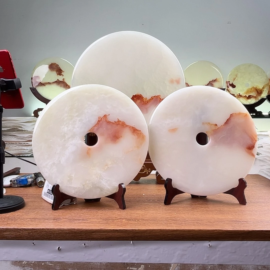 徐***萍石材天然玉石平安扣摆件30cm