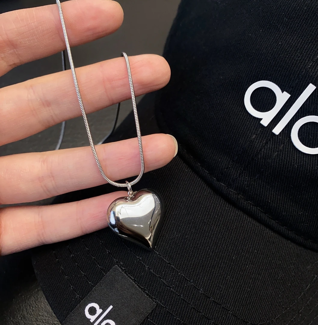 钛钢项链 网红同款小众银色爱心项链简约百搭