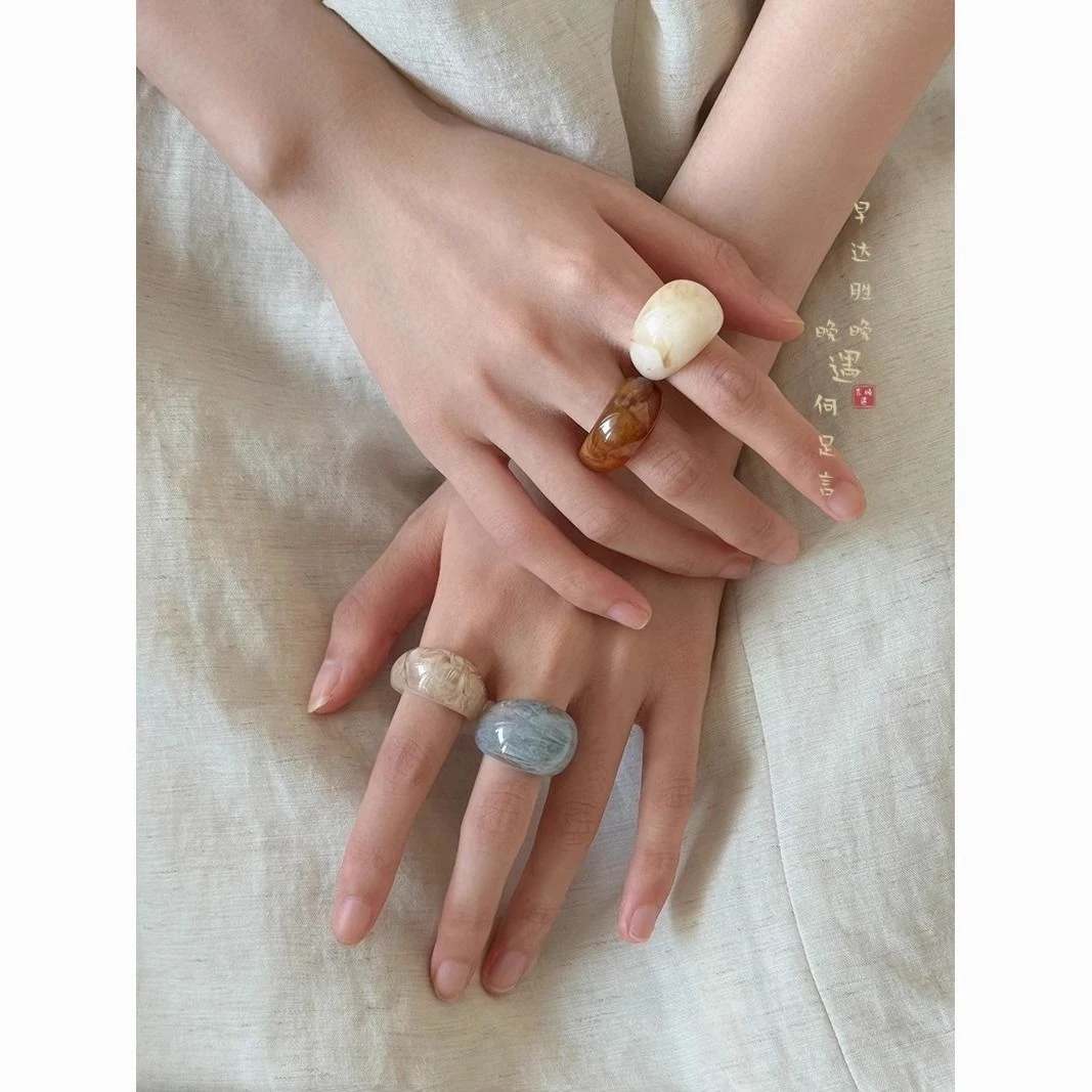 非金属树脂戒指 韩国简约个性ins戒指戒指女网红款不掉色高级感