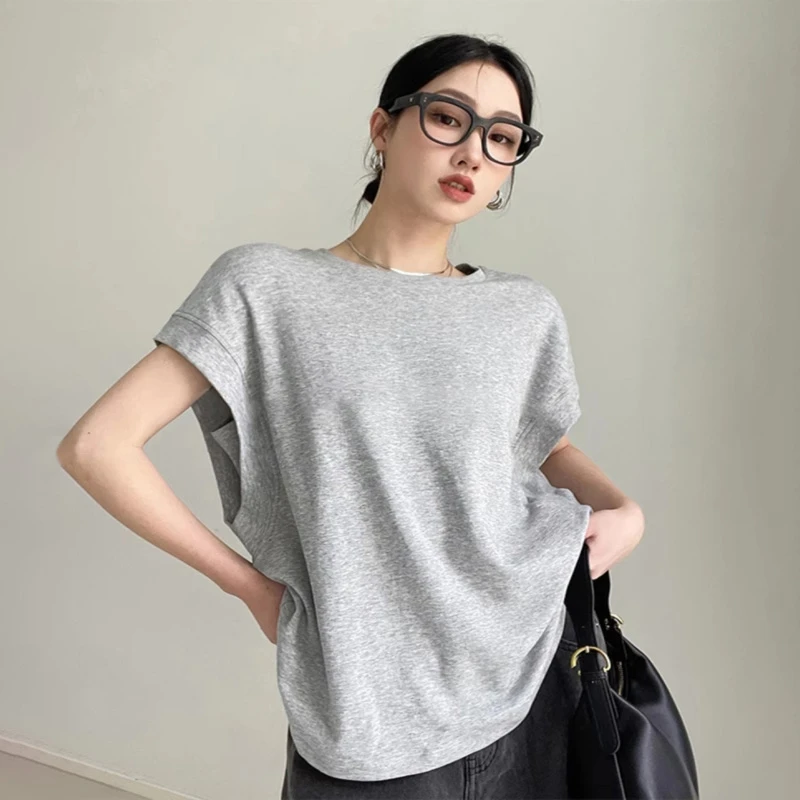 孕妇夏装无袖t恤夏季宽松薄款浅灰不显怀背心女上衣休闲减龄套装