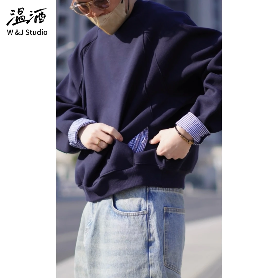 【格纹反袖口】【短宽版】廓形插肩袖挺阔型重磅卫衣