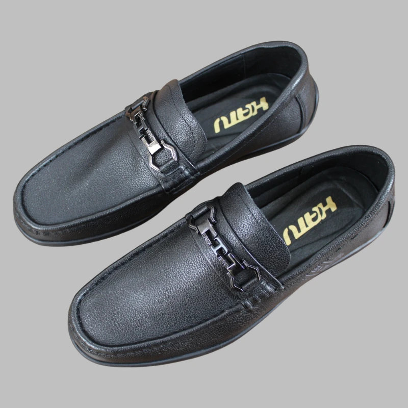 HATU平底全真皮软底透气百搭时尚男士豆豆皮鞋系带舒适四季28789