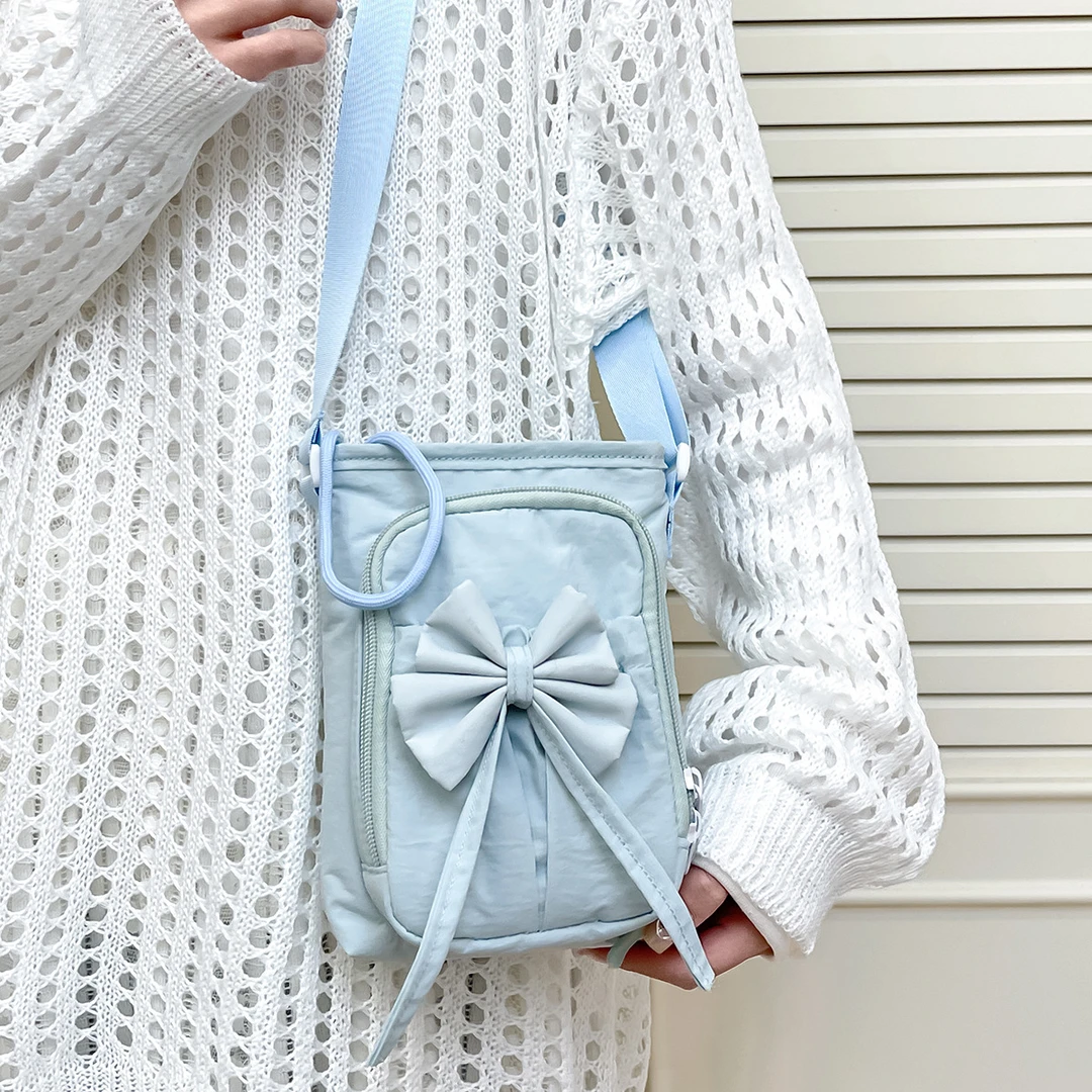 ININHOME女新款简约蝴蝶结小方包休闲外出手机包百搭水杯包YC