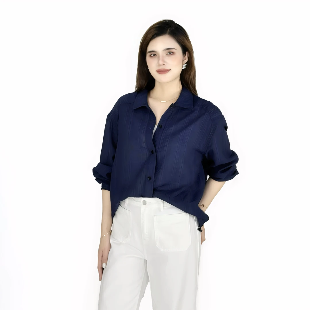 大骨架肩宽长袖衬衫女夏薄款设计感小众上衣防晒垂感休闲宽松衬衣