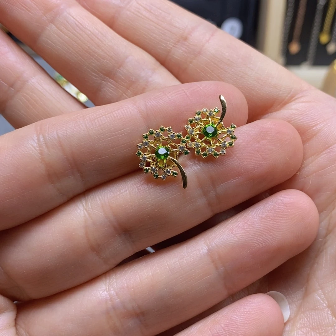 耳饰透辉石银S925镶嵌爱***秋