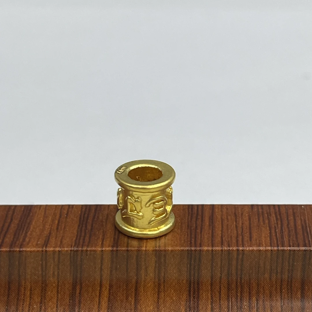 吴芳芳黄金足金999-7mm六字箴言桶珠DP1288-0300