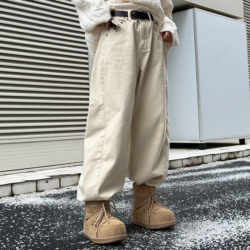 25冬新诗歌兰女装17228白色牛仔裤抓绒百搭香蕉裤欧货J19