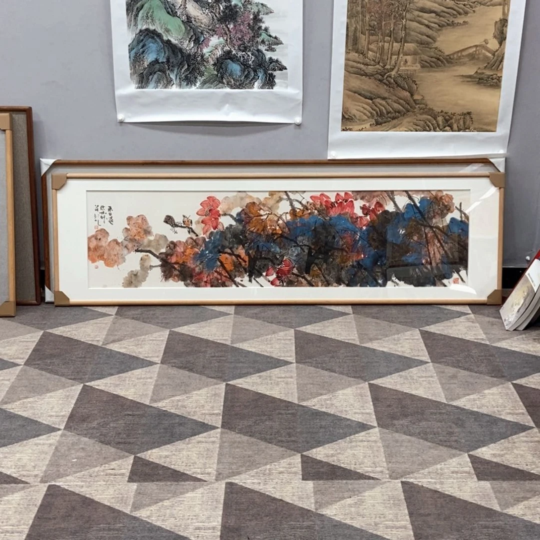 国画酱**何廖忠柳六尺对开真人真品