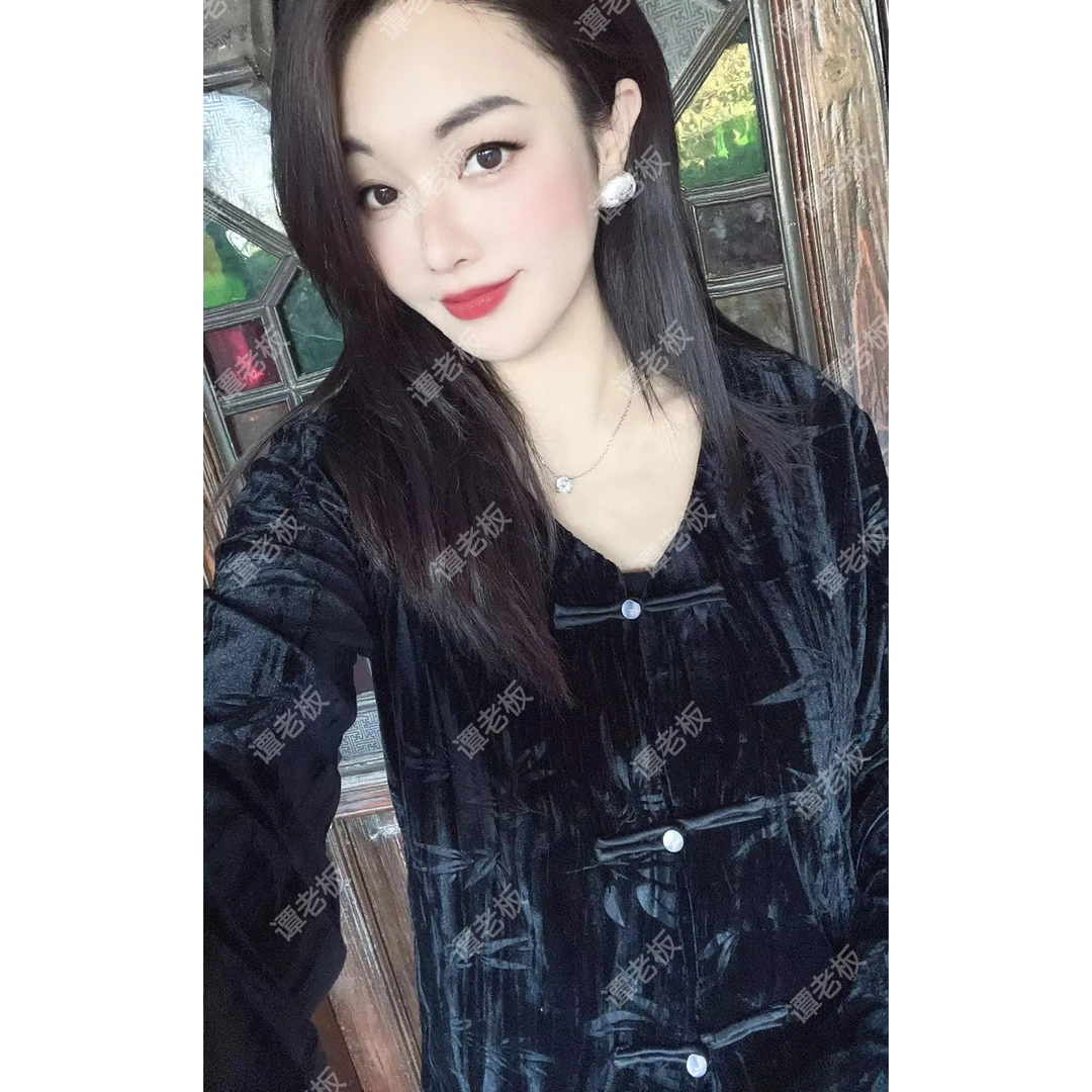 【47030黑色外套国风】女装秋冬新款外搭慵懒风亮片外套MK网红ins