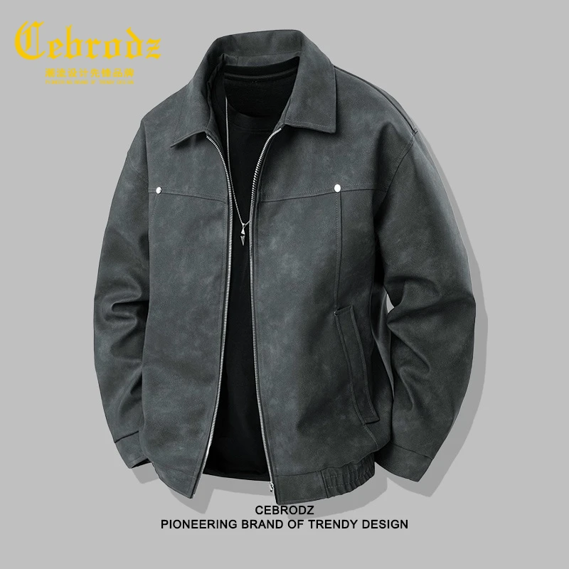 法国Cebrodz秋季夹克男士外套男款春秋款潮牌宽松休闲翻领上衣服