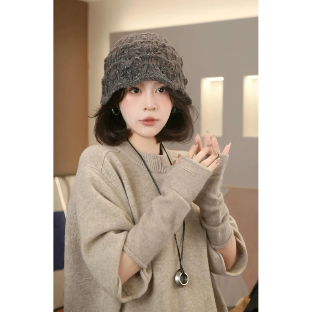 镂空花边包头针织渔夫帽女森系时尚毛线 线帽子秋冬新款帽子韩版